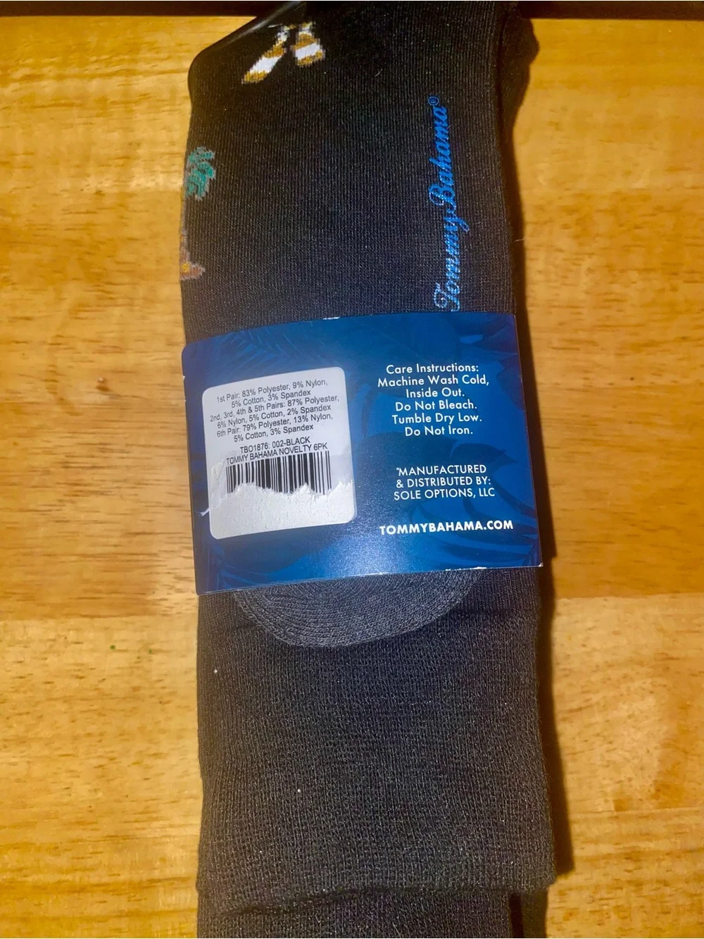 Tommy Bahama Black Casual Novelty Crew Socks with Orange Accent Motifs